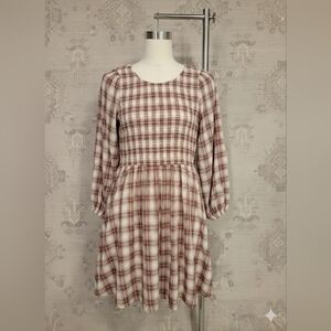 American Eagle Outfitters Multicolor Plaid Dress Pink And Tan Size Medium